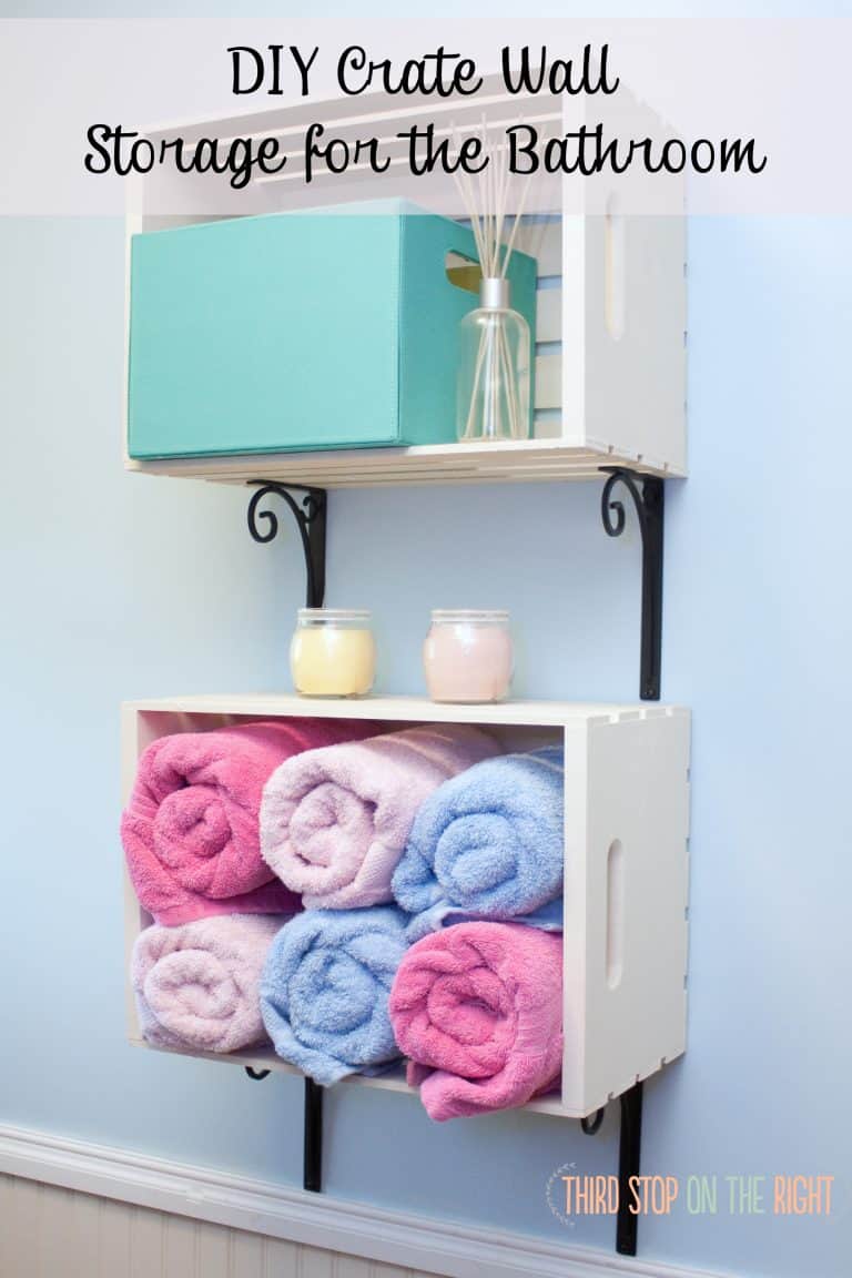 DIY Crate Wall Storage System for the Bathroom