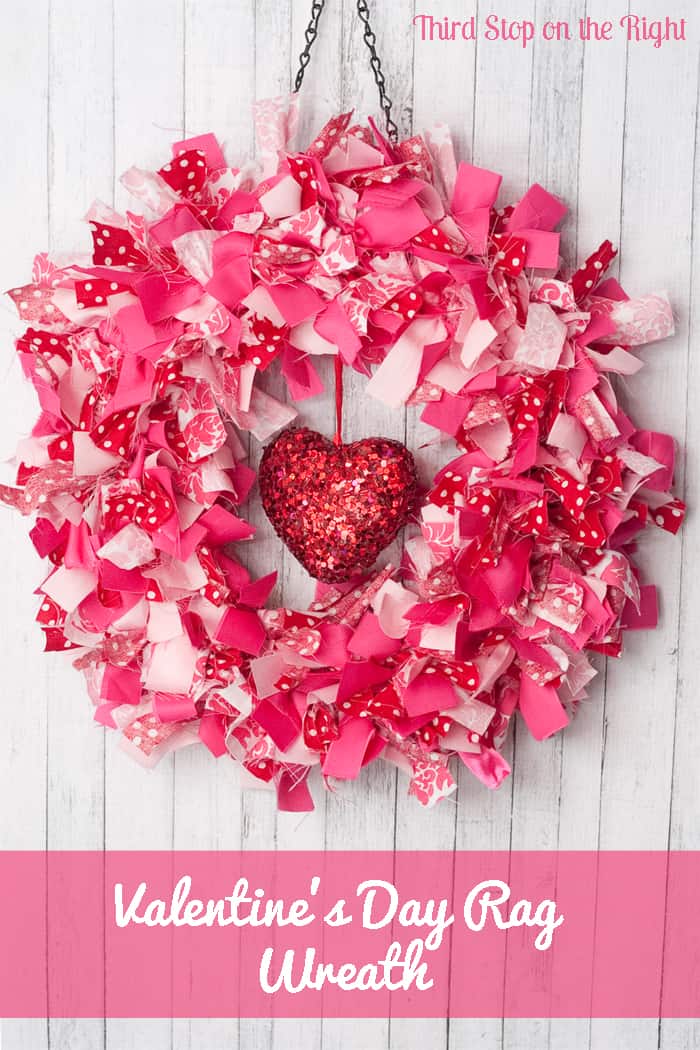 Making A Valentine’s Day Rag Wreath With Fabric Scraps