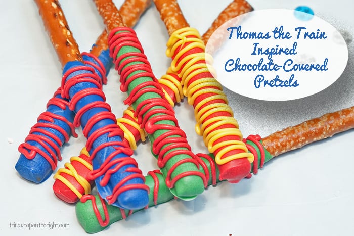 Thomas the Train Inspired Chocolate Covered Pretzels
