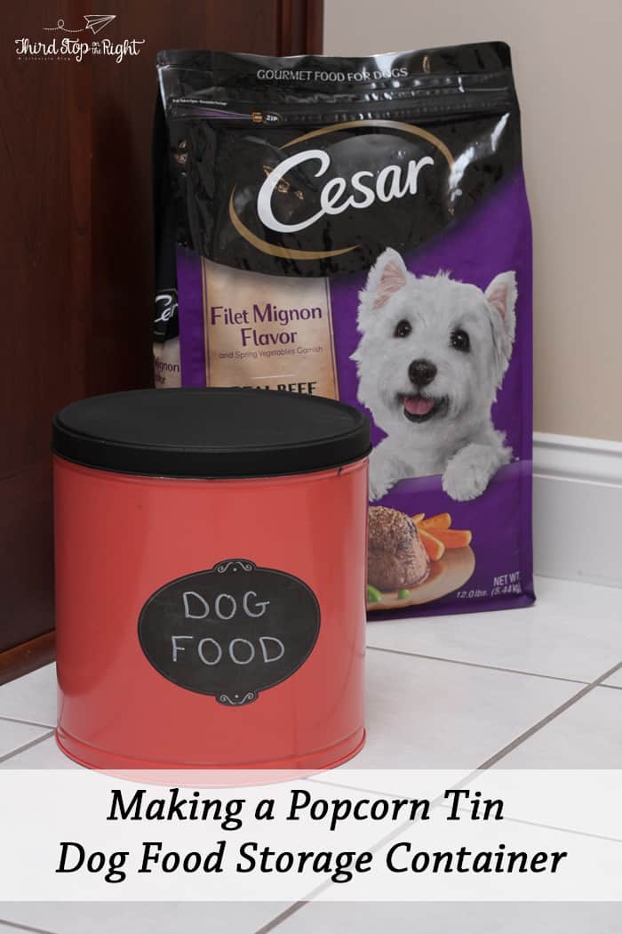 Making a Popcorn Tin Dog Food Storage Container