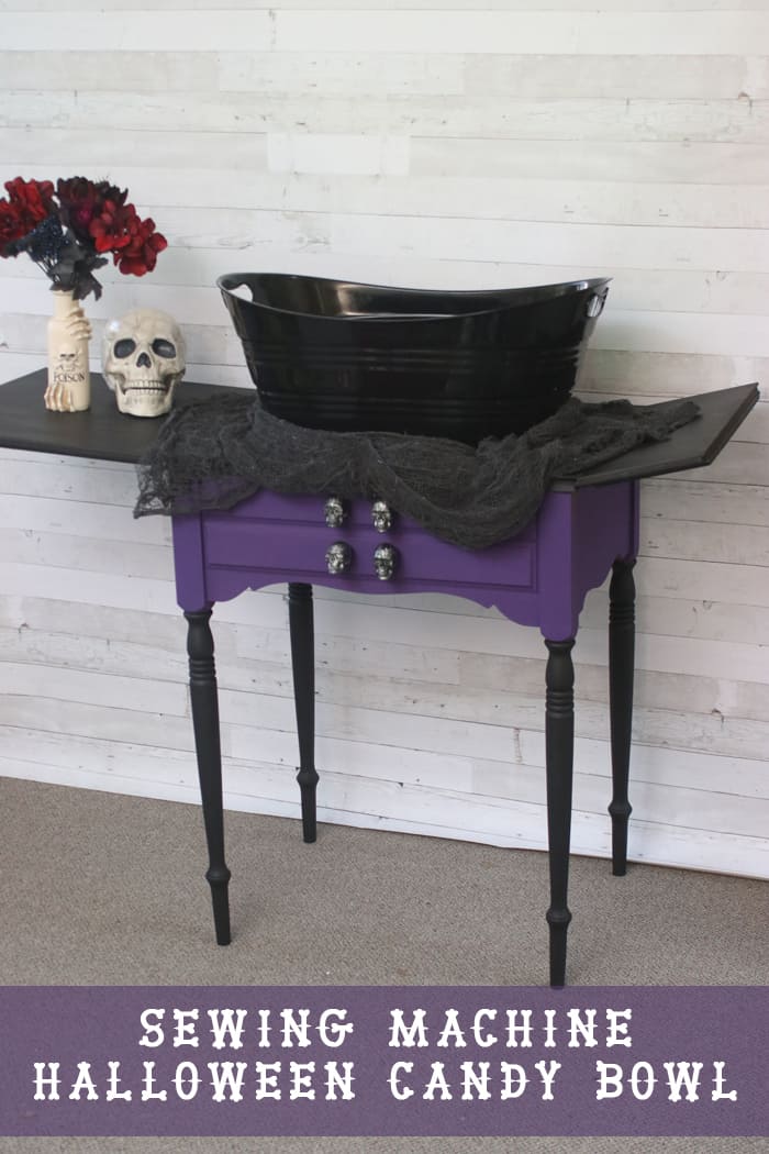 Halloween Candy Bowl Stand Made From An Old Sewing Machine
