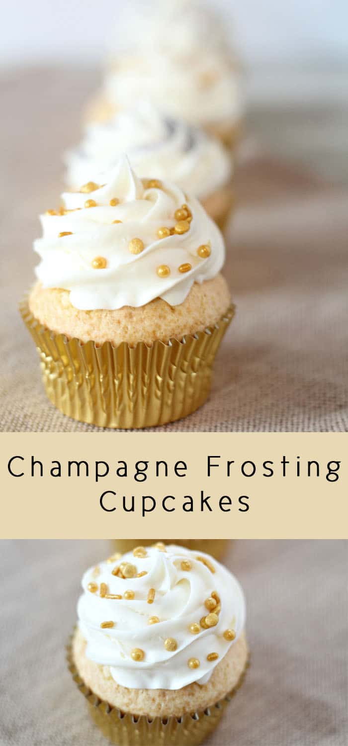 New Year's Eve Champagne Frosted Cupcakes