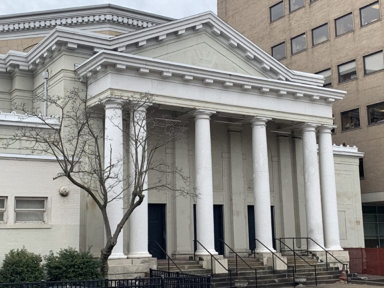 The Pittsburgh Playhouse and the former Tree of Life Synagogue
